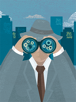 Stock illustration: Man with binoculars