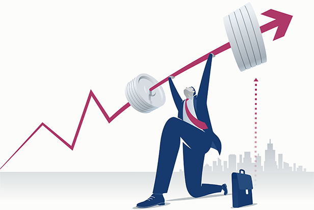 Stock illustration: Businessman lifting weights