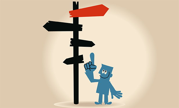 Stock illustration: Signs pointing in a new direction