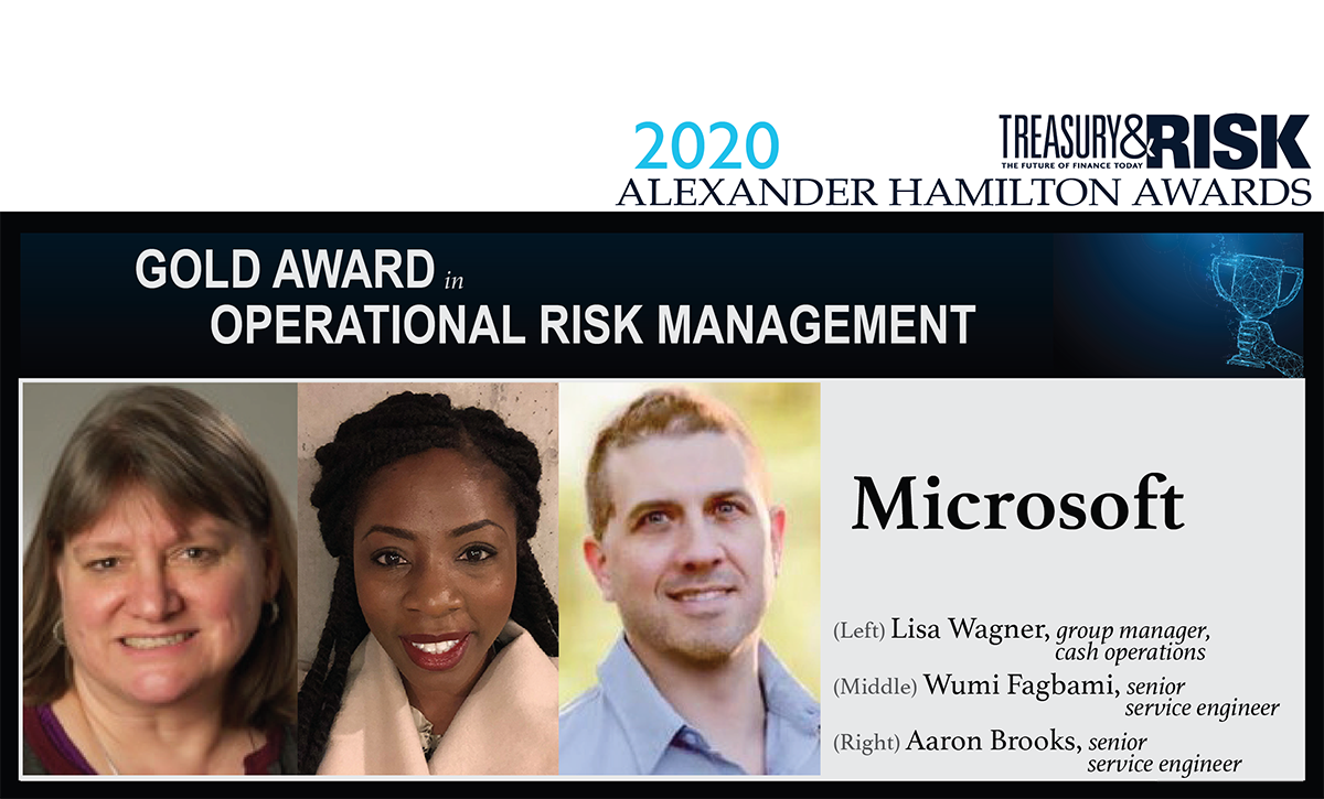 Congratulations to Microsoft, for winning the 2020 Gold Alexander Hamilton Award in Operational Risk Management!