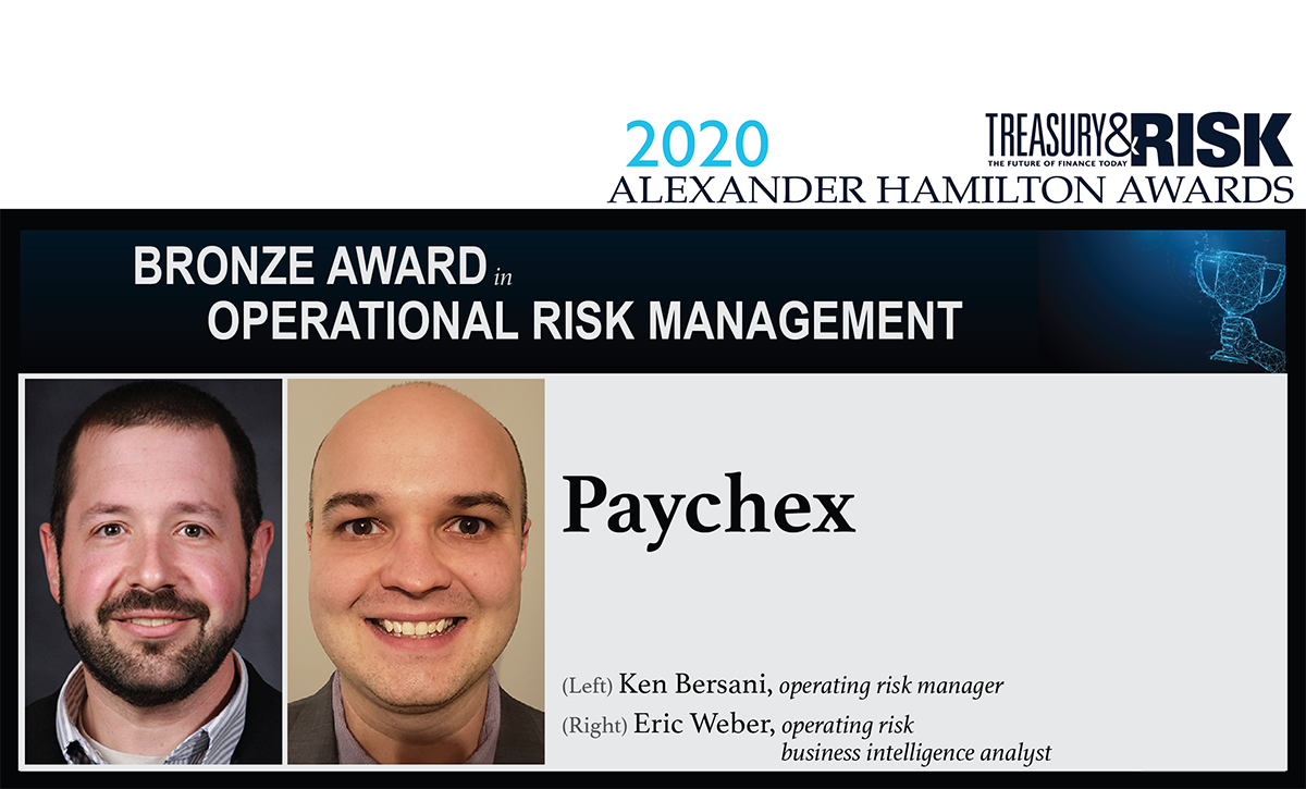 Bronze award winner in Operational Risk Management: Paychex