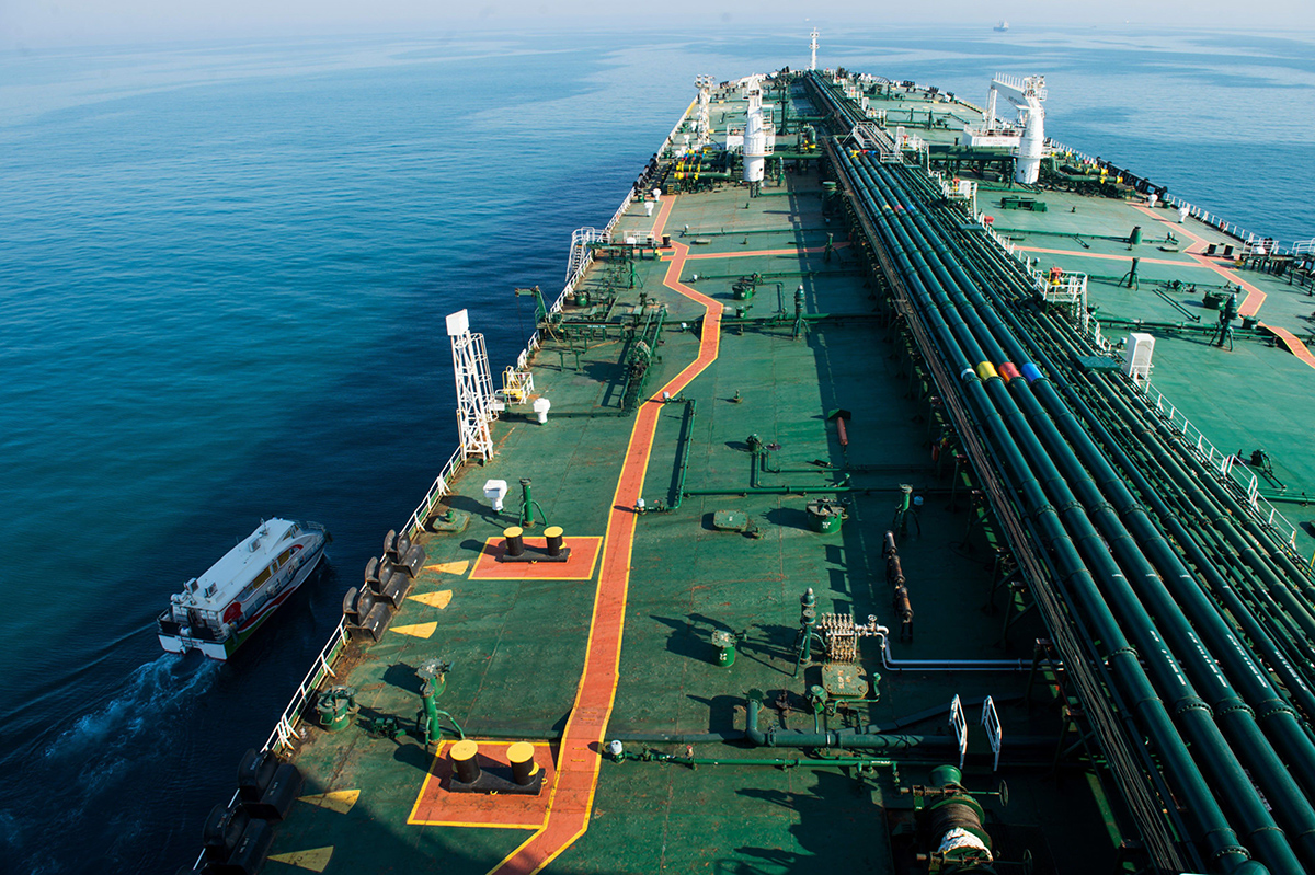 Stock photo: A view of the Devon, an oil tanker transferring oil from the Persian Gulf, in March 2018.