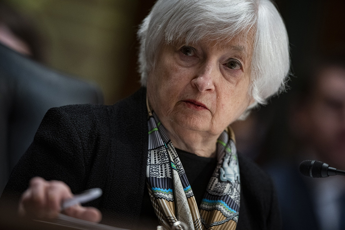 Photo: U.S. Treasury secretary Janet Yellen during a Senate Finance Committee hearing in Washington, D.C., on March 16. 
