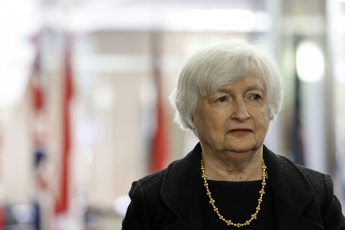Photo: U.S. Treasury Secretary Janet Yellen arrives to deliver remarks at Johns Hopkins University's School of Advanced International Studies (SAIS) on April 20 in Washington, D.C. (Photo by Anna Moneymaker/Getty Images)