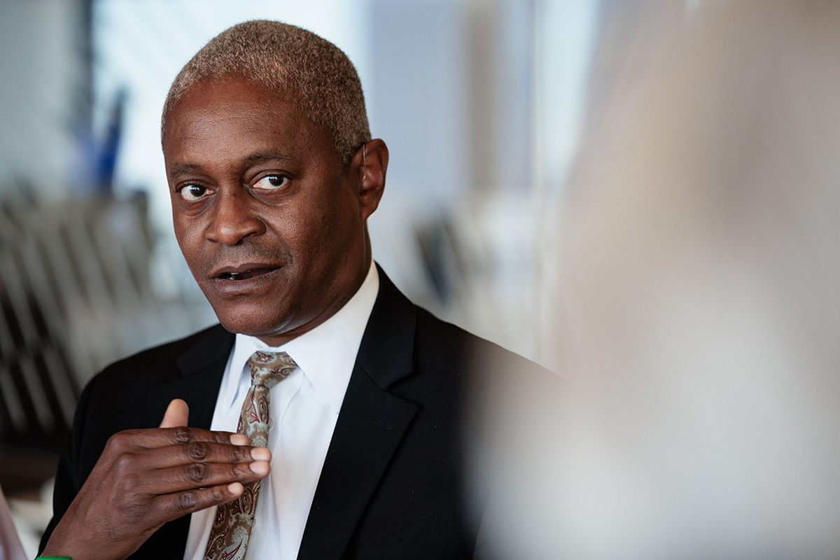Photo: Raphael Bostic, president and CEO of the Federal Reserve Bank of Atlanta, speaks during an interview in Atlanta on November 3, 2023. 