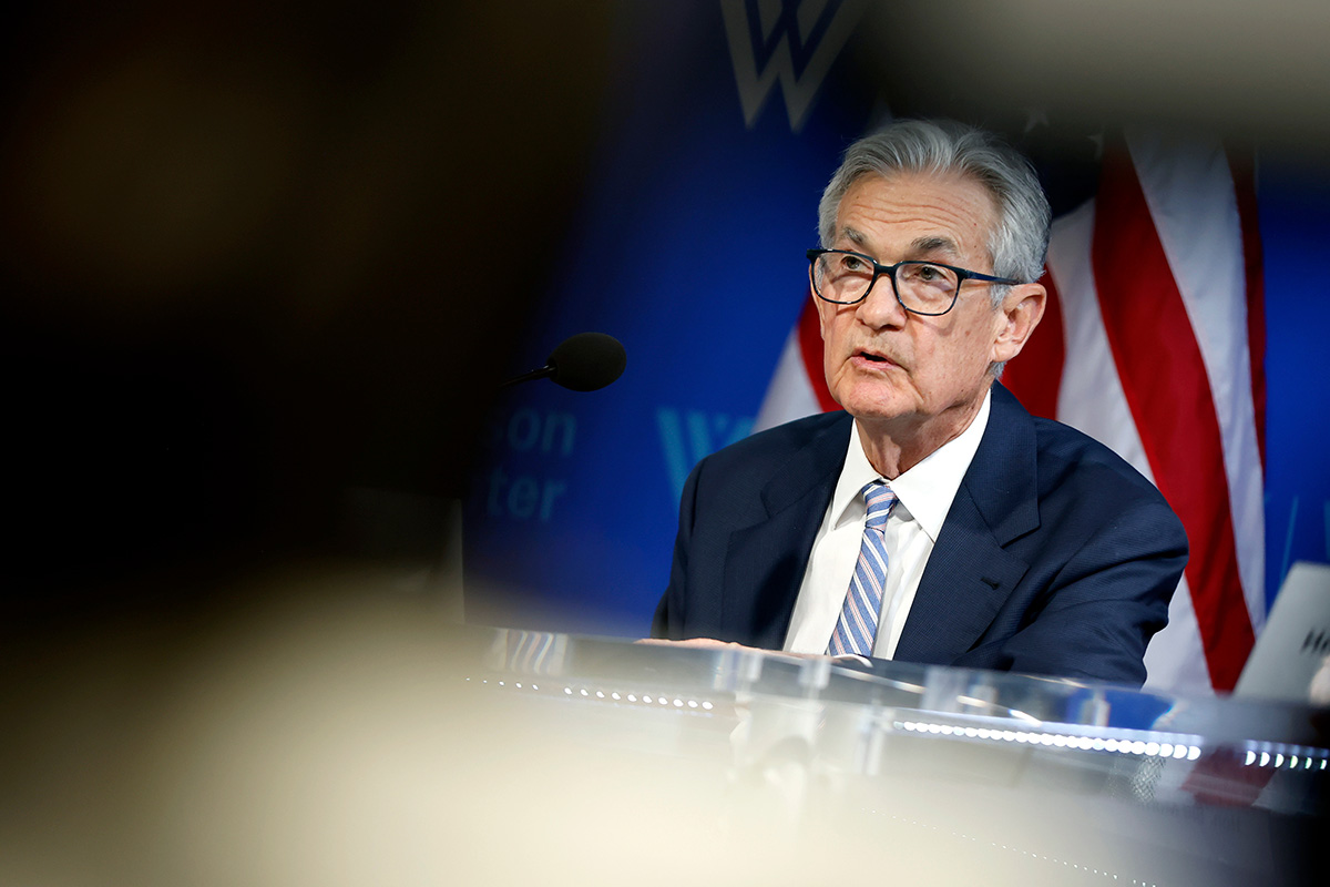 Photo: Jerome Powell, chair of the U.S. Federal Reserve, during a fireside chat at the Wilson Center in Washington, D.C., on April 16, 2024. Photographer: Samuel Corum/Bloomberg.