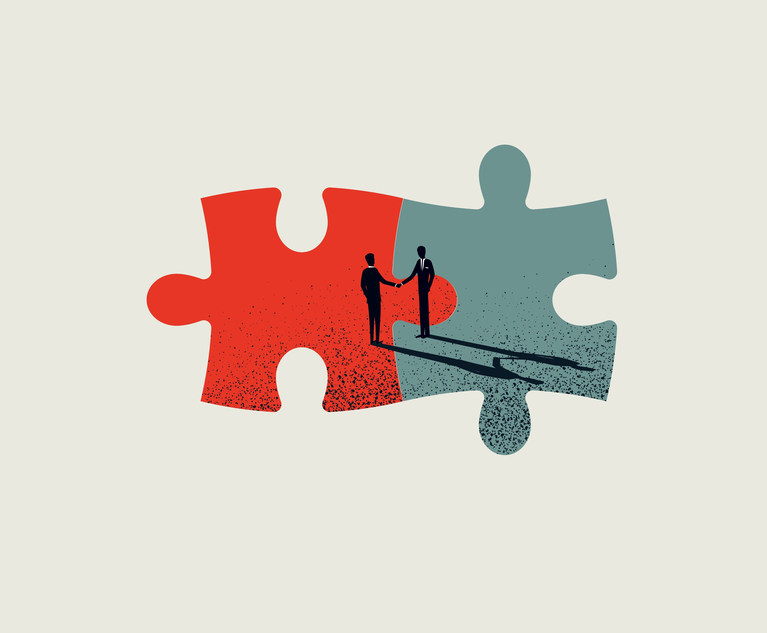 Stock illustration: Businesspeople putting together the puzzle. Credit: MJgraphics/Shutterstock