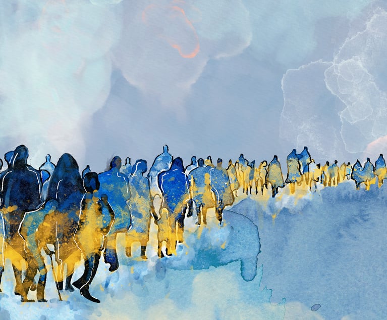 An illustration of refugees from Ukraine. pronoia - stock.adobe.com
