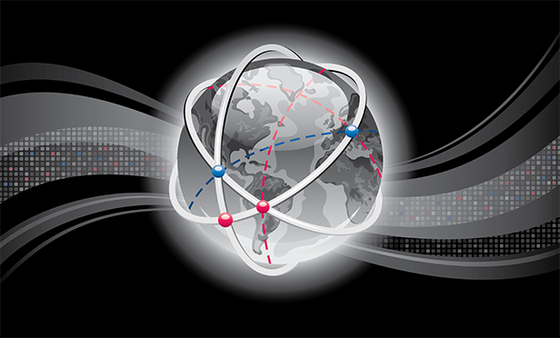 Stock illustration: Concept of global flow of information