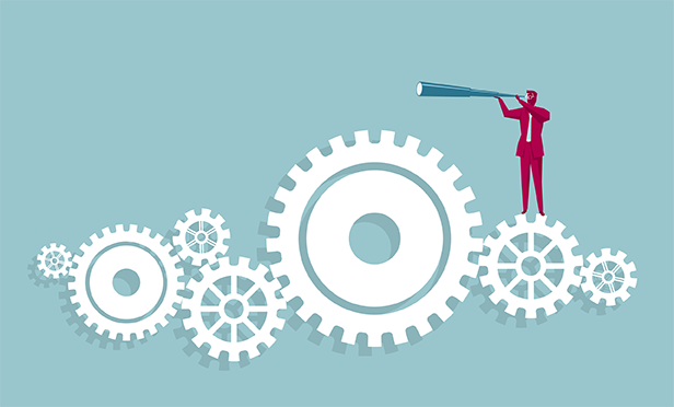 Stock illustration: Looking across gears
