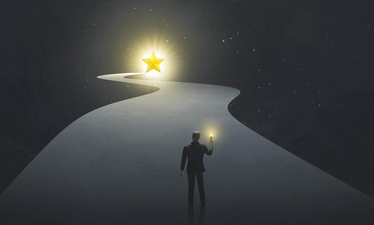 Stock illustration: Businessman holding torch