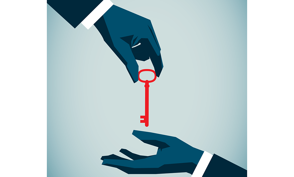 Stock illustration: Handing over a key