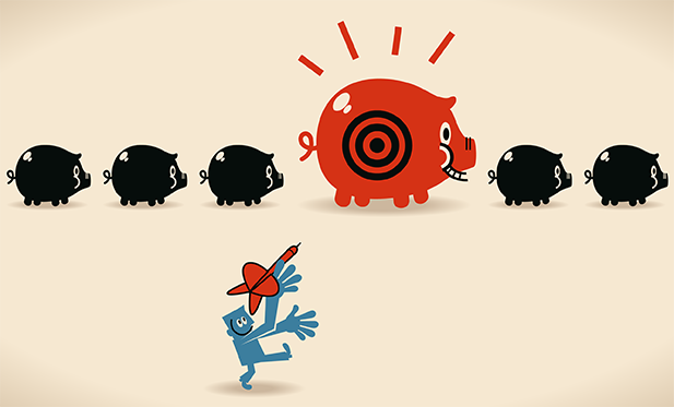 Stock illustration: Piggy bank with a target on its side