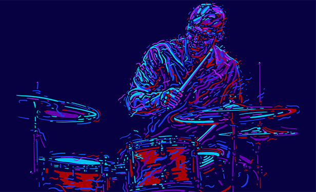 Stock illustration: Drummer keeping the beat