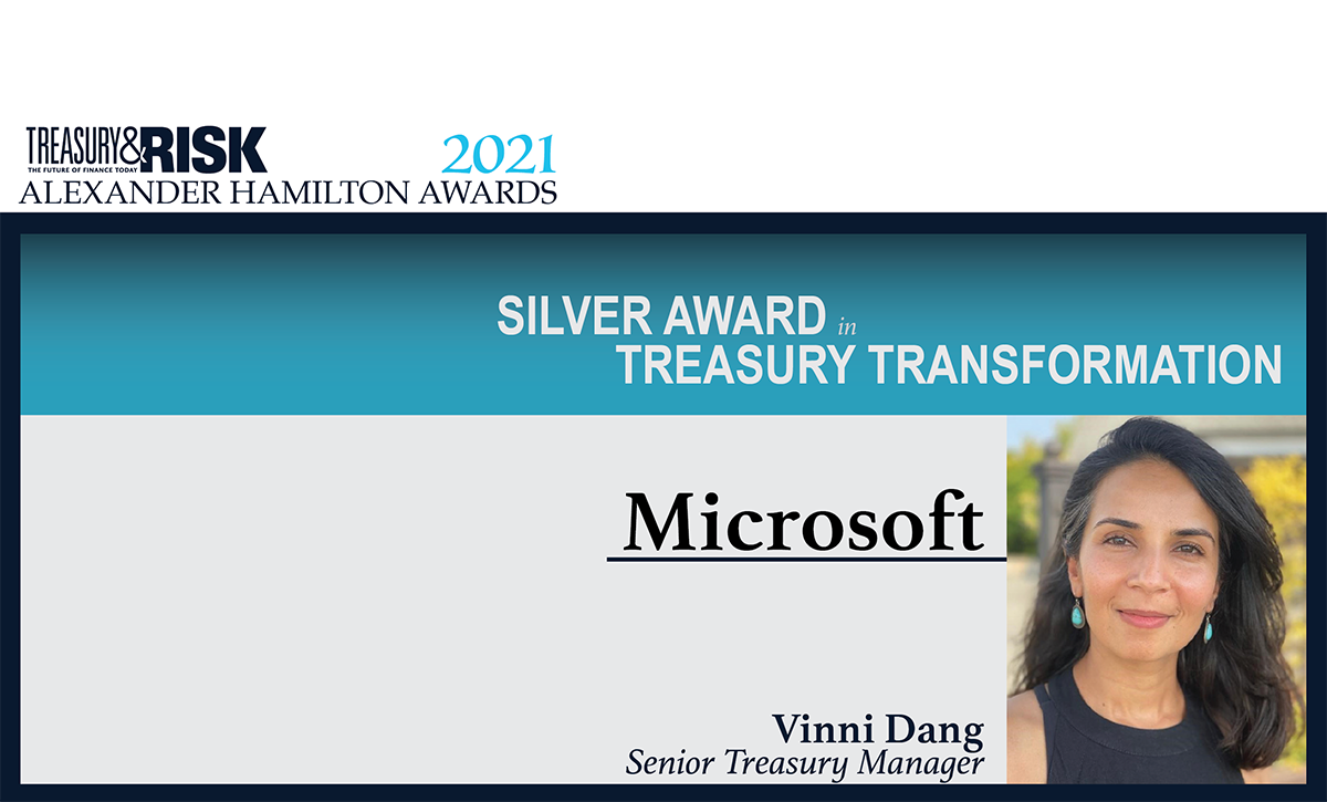 Microsoft wins the 2021 Silver Alexander Hamilton Award in Treasury Transformation!