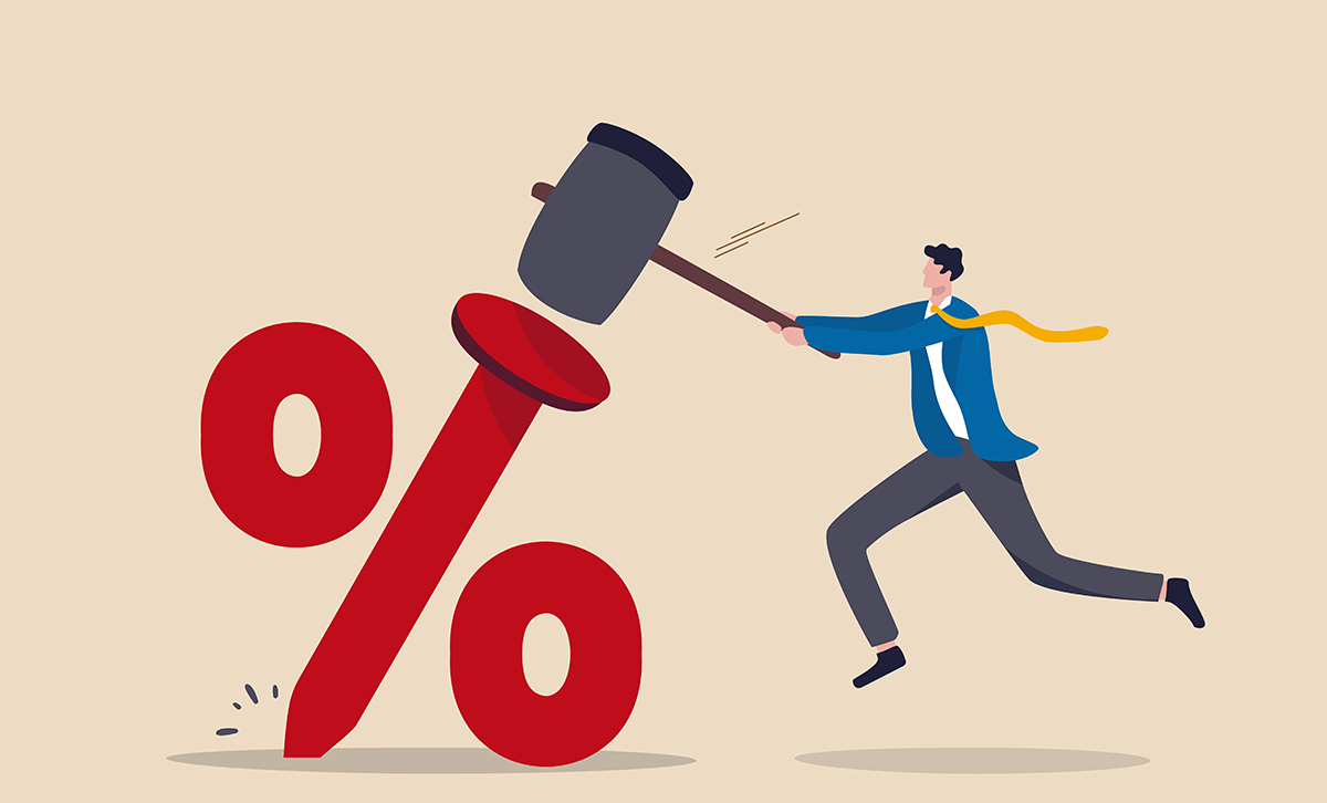 Stock illustration: Nailing down an interest rate