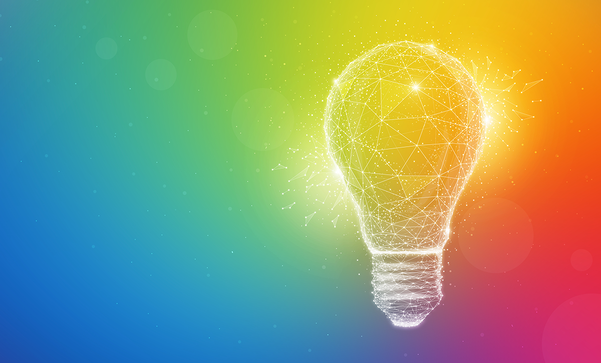Stock illustration: Lightbulb in rainbow colors