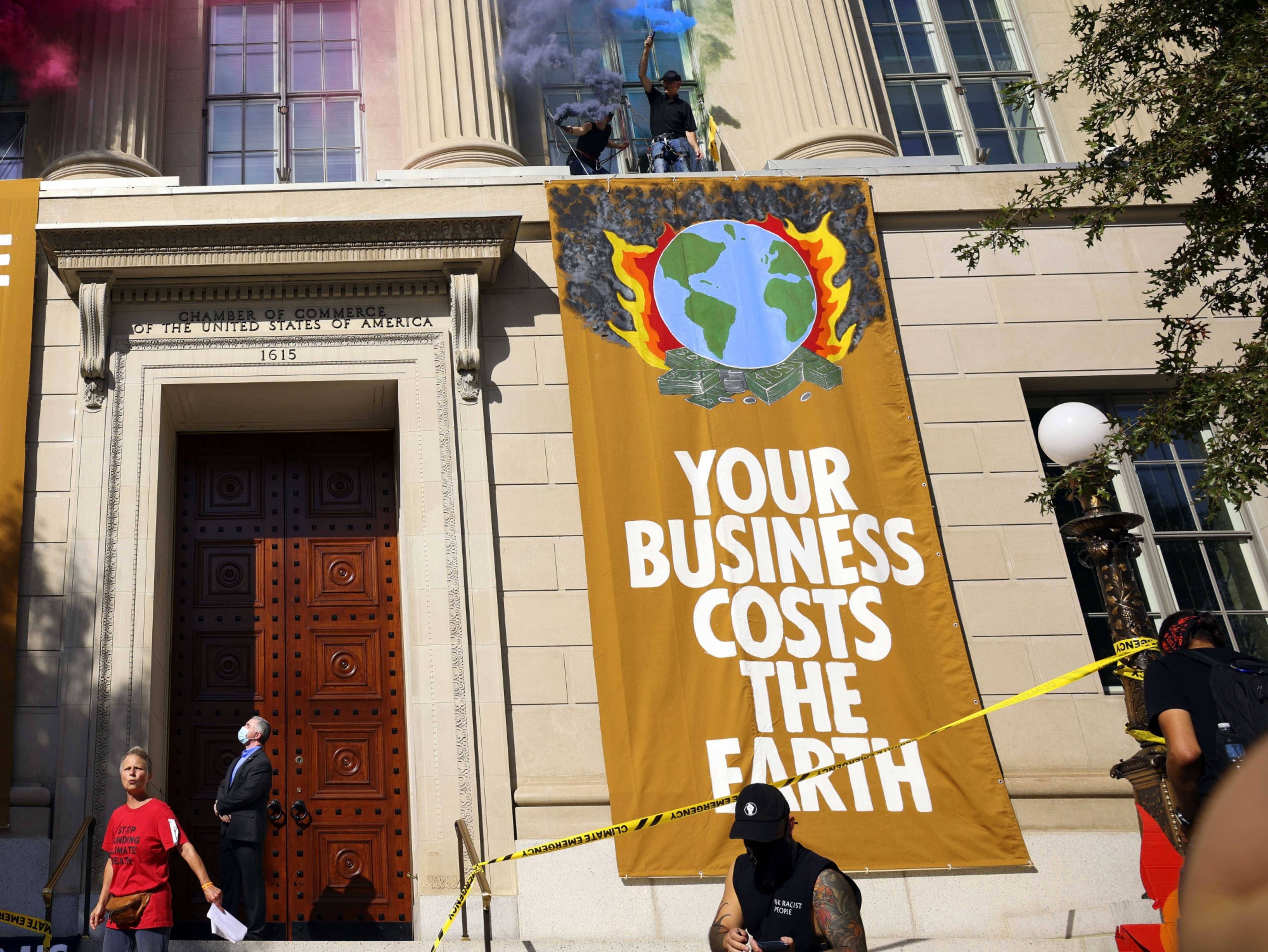 Photo: Climate activists at the U.S. Chamber of Commerce