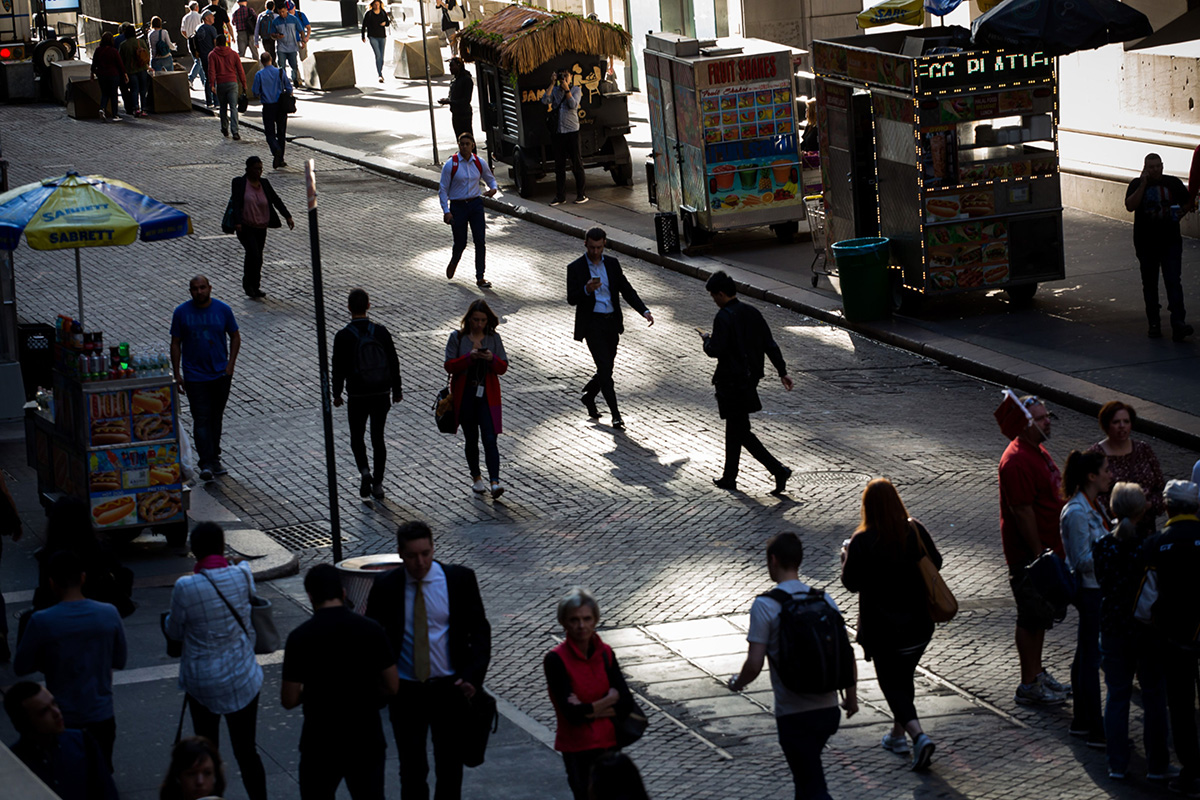 Photo: Pedestrians on Wall Street
