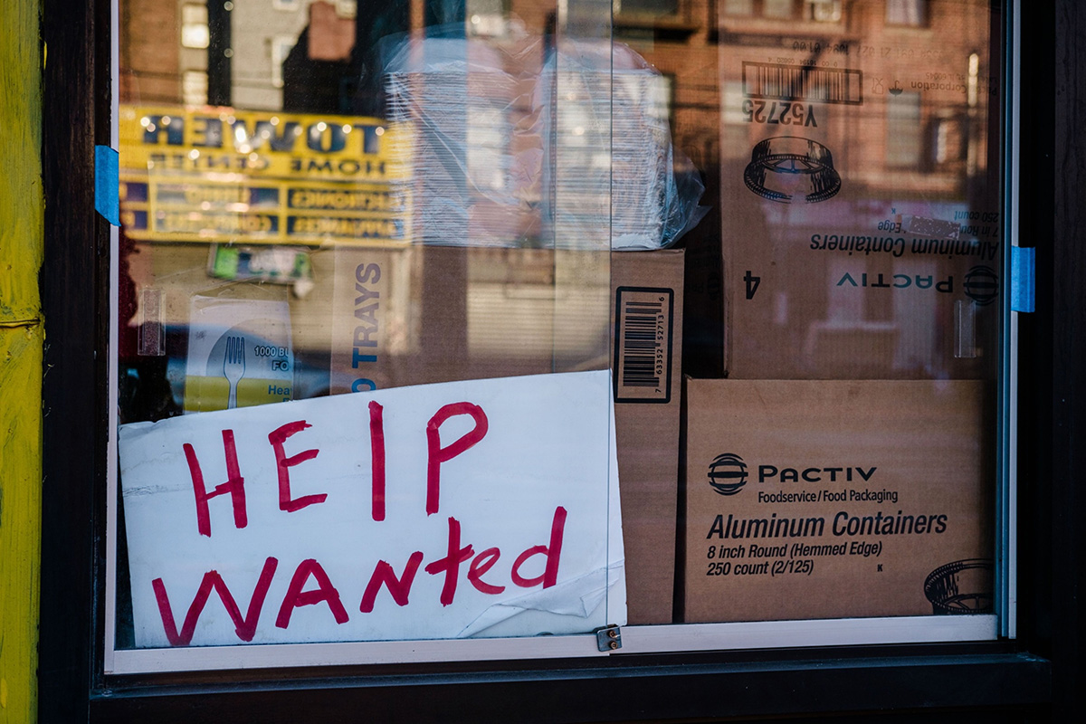 Photo: A “help wanted” sign outside a restaurant in the East Flatbush neighborhood in Brooklyn, New York, on March 29, 2021.