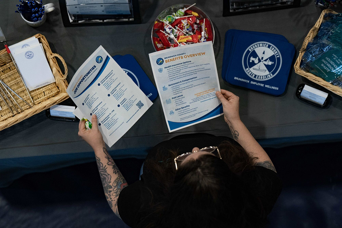 Photo: An attendee at a career fair at a community college in Bolivia, North Carolina.