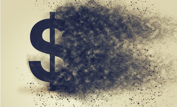 Stock illustration: Dollar sign disappearing