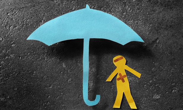 Cutout person under umbrella