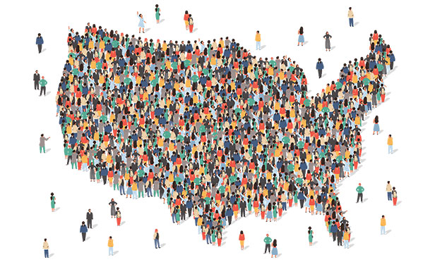 Stock illustration: Diverse people making up the U.S.