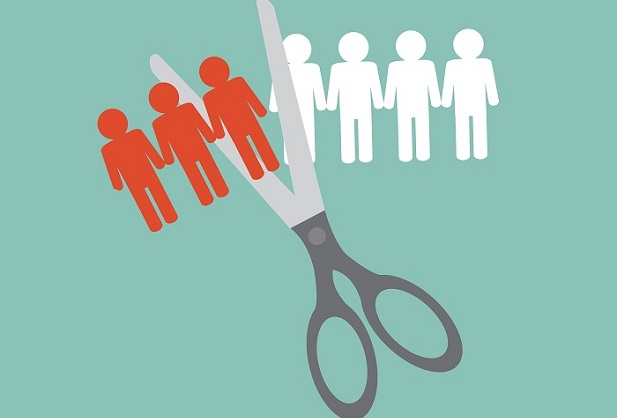 Stock illustration: Separating groups of employees