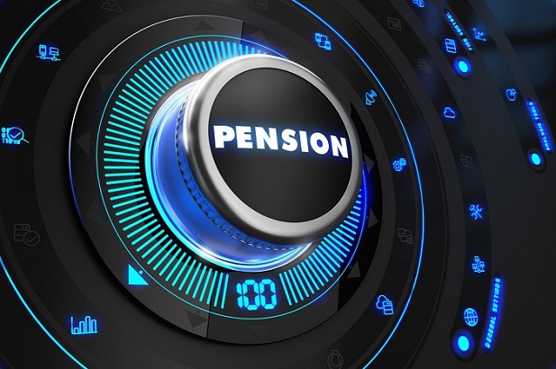 Stock art: Black and blue dial labeled "pension." (Photo: Shutterstock)